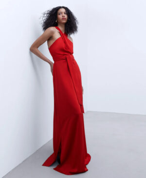 Vestido largo cuello halter