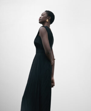 Mono pespuntes en crinkle negro mujer