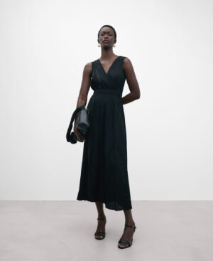 Mono pespuntes en crinkle negro mujer