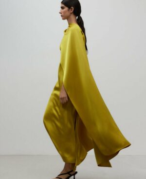 Vestido doble delantero amarillo mujer