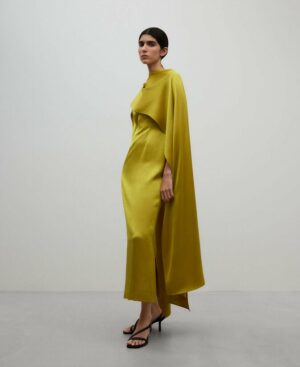 Vestido doble delantero amarillo mujer