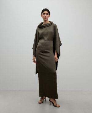 Vestido caftán bronce mujer